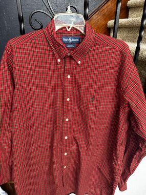 Large Ralph Lauren Men’s Red Plaid Button-Down Blake Shirt